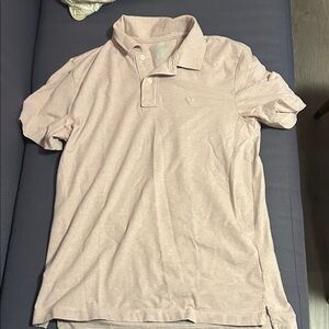 American Eagle Outfitters Men's Polo Shirt - Pale Pink